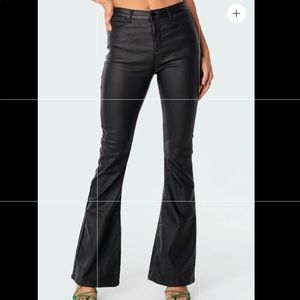Edikted Luna Faux Leather Flare pants
